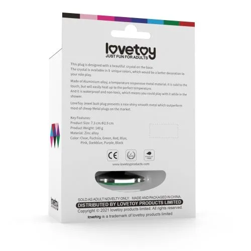 анальная пробка lovetoy малая, с зеленым камнем в Перми