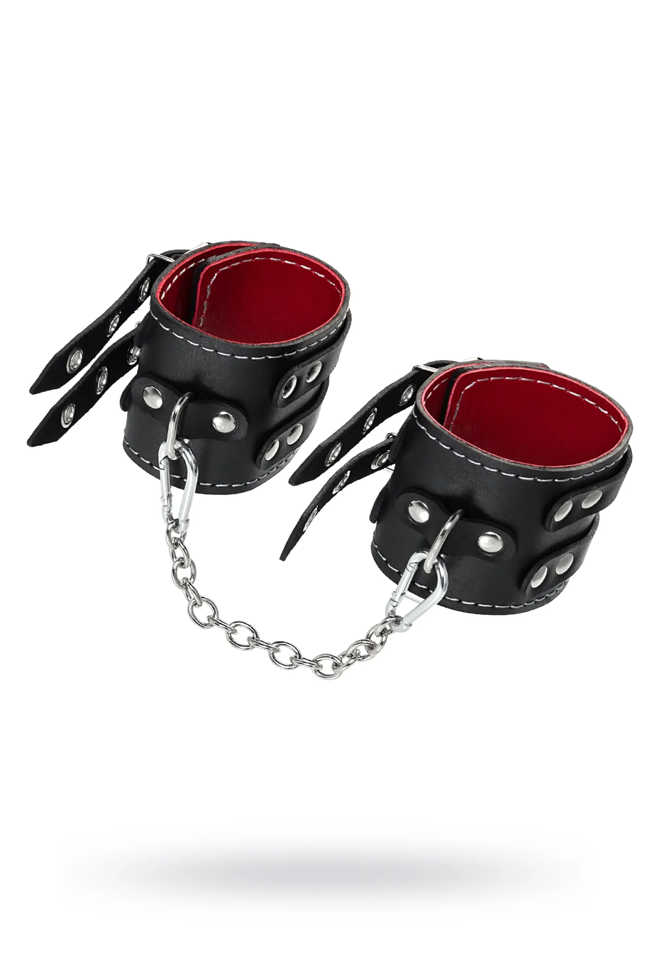оковы pecado bdsm, с двумя ремнями и красной подкладкой, натуральная кожа, черные в Перми