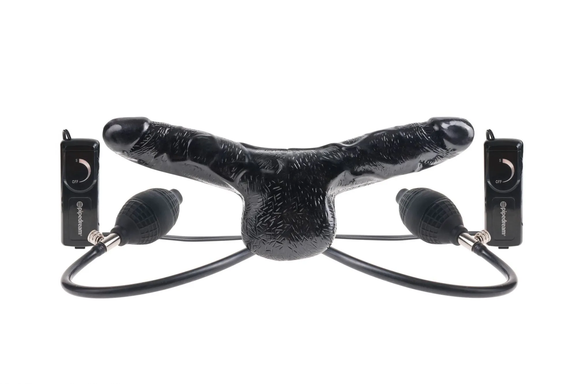 Вибратор двойной Pipedream Inflatable Vibrating Double Delight, черный