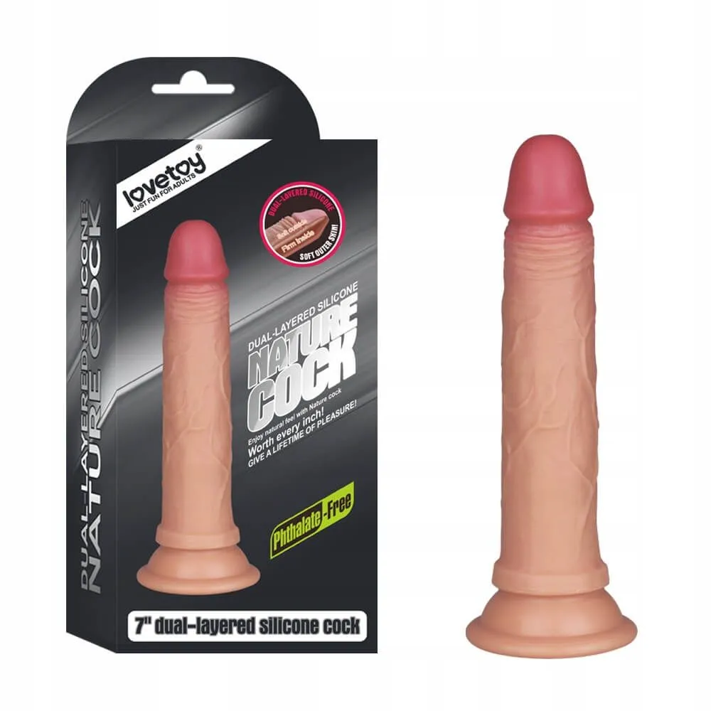 фаллоимитатор 7 inch dual layered liquid silicone nature cock, телесный в Перми