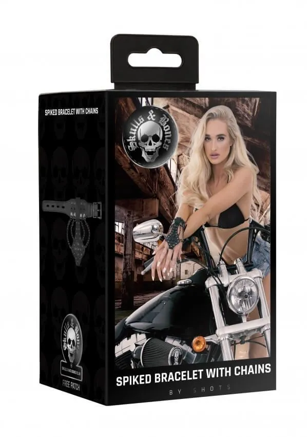 браслет с шипами и цепями skulls and bones, черный в Перми