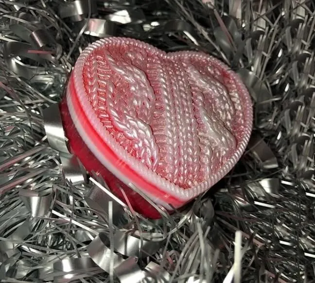 мыло вязаное сердце с ароматом карамели, розовое в Перми