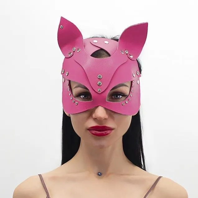 маска кошки со стразами pinkrabbit, розовая в Перми