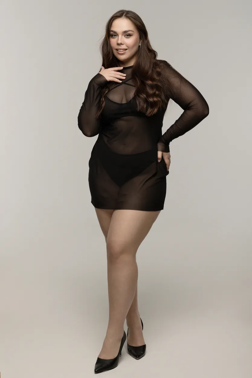 Эротическое платье pinkrabbit из эластичной сетки, чёрное в Перми