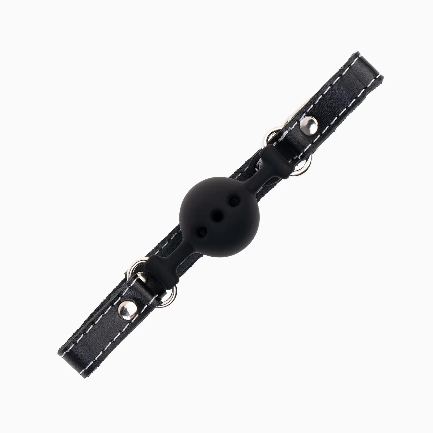 кляп pink rabbit с черным силиконовым шариком (белая строчка) в Перми