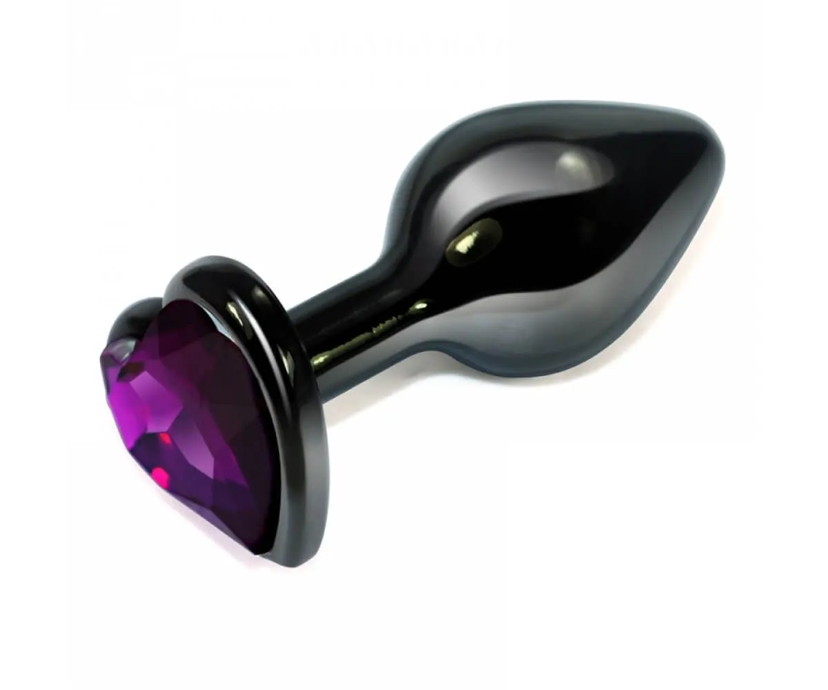 Анальная пробка Lovetoy Rosebud Heart, с фиолетовым камнем