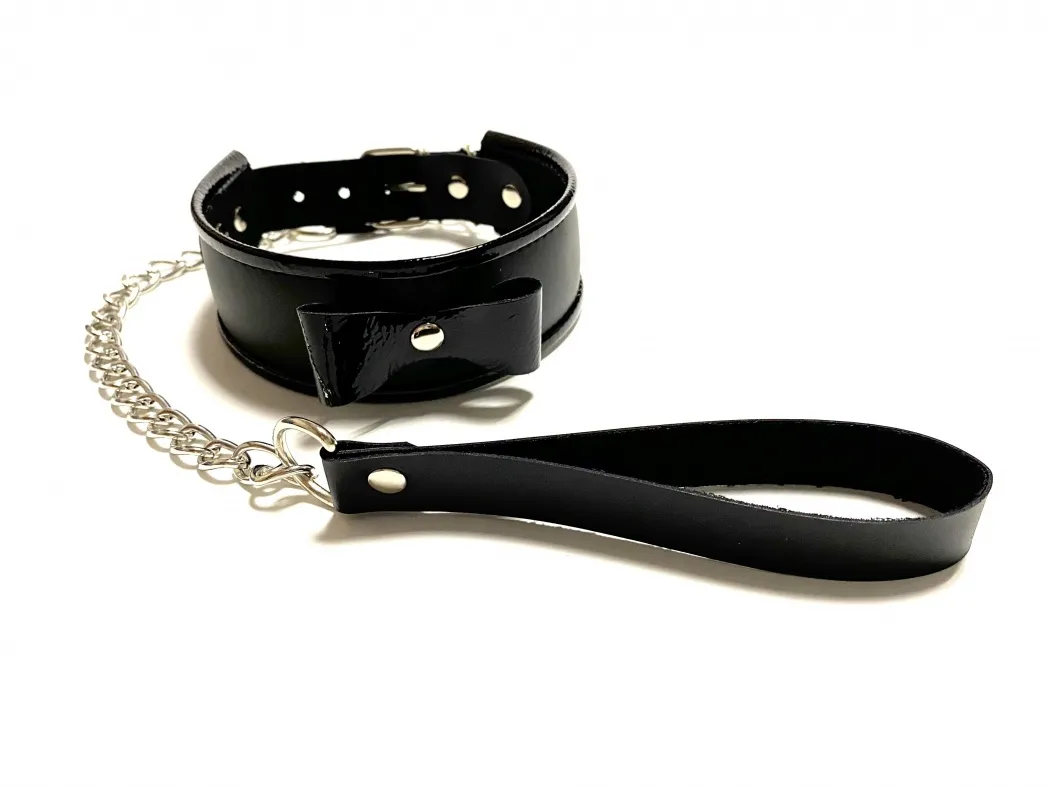 ошейник с поводком из эко-кожи черный 50010ars в Перми