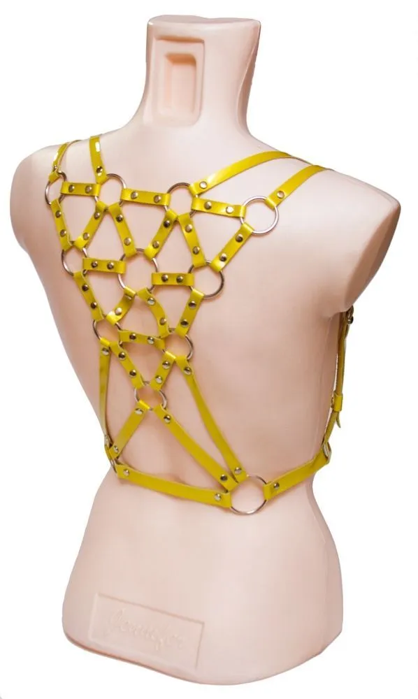 Эротическое бондажный комплект с узором, желтый в Перми