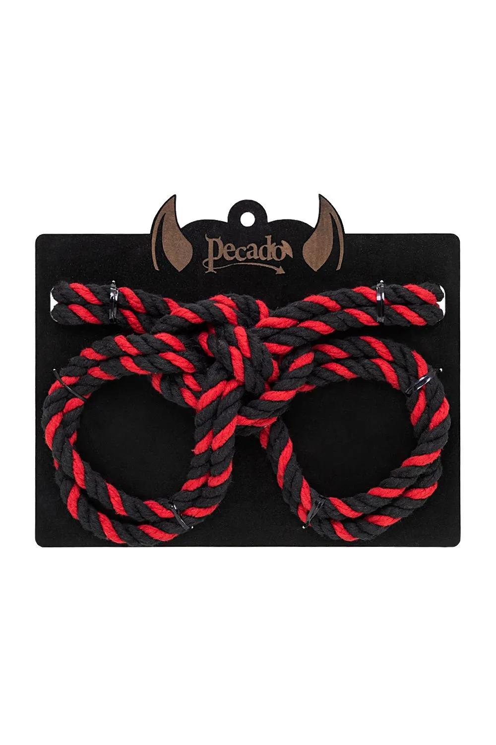 наручники-оковы pecado bdsm, "узел-альфа", из хлопковой веревки, черно-красные, 3,3 м в Перми