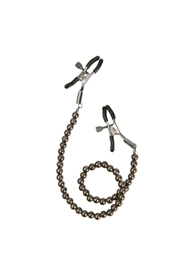 черные зажимы на соски с цепочкой из бусин в Перми