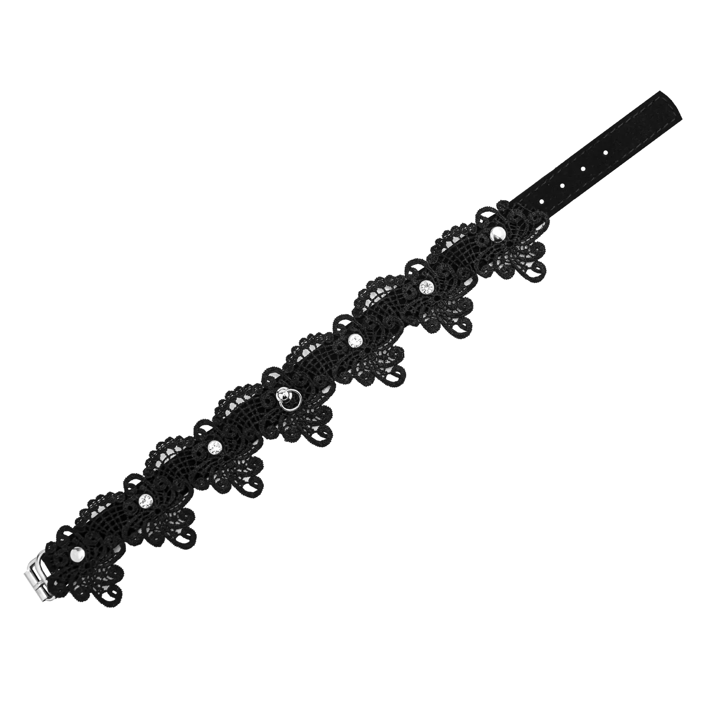 чокер pinkrabbit шарм кружевной со стразами, чёрный в Перми