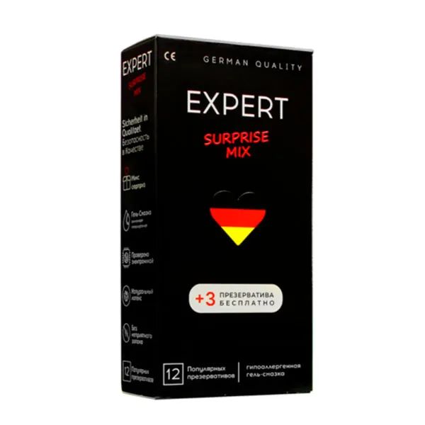 презервативы expert surprise mix №12+3 шт бесплатно, микс в Перми