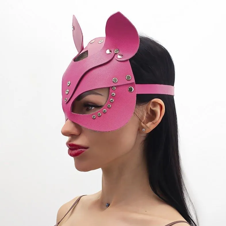 маска кошки со стразами pinkrabbit, розовая в Перми