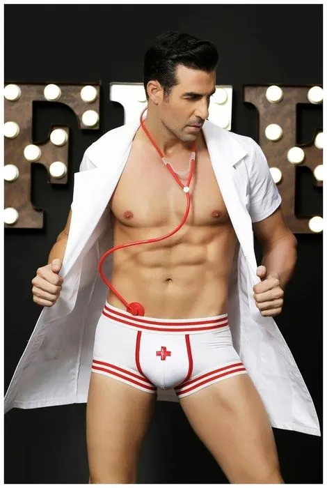 Эротическое костюм доктора candy boy daniel, мужской, бело-красный в Перми