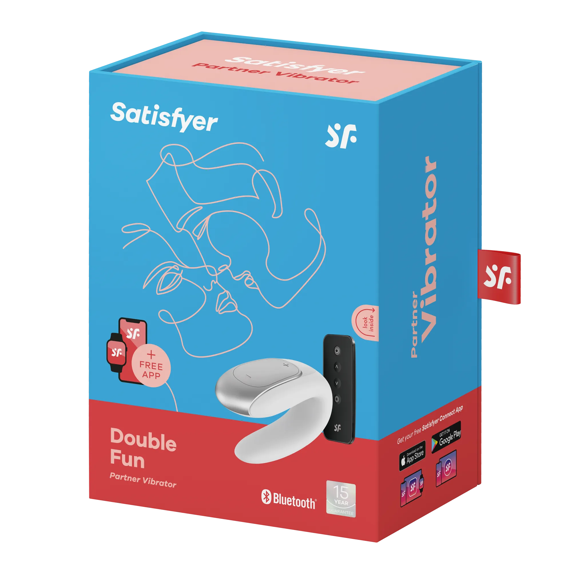 Парный вибратор Satisfyer Double Fun с возможностью управления через пульт и приложение (белый)