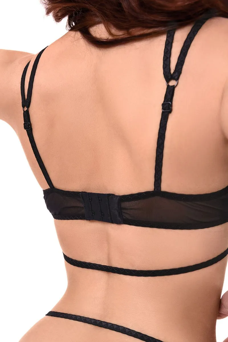 Эротическое боди с кружевом жабо erolanta eva, черное в Перми