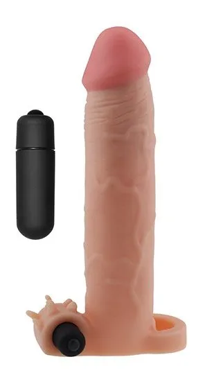 Удлиняющая насадка с вибрацией Lovetoy Pleasure X-tender, телесная