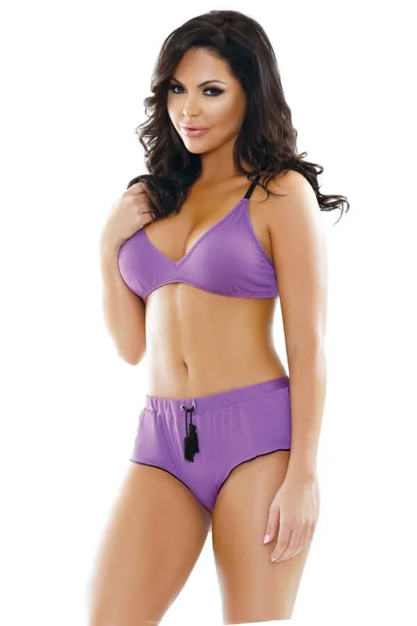 Эротическое комплект белья fantasy lingerie nina bralette & shorts, фиолетовый в Перми