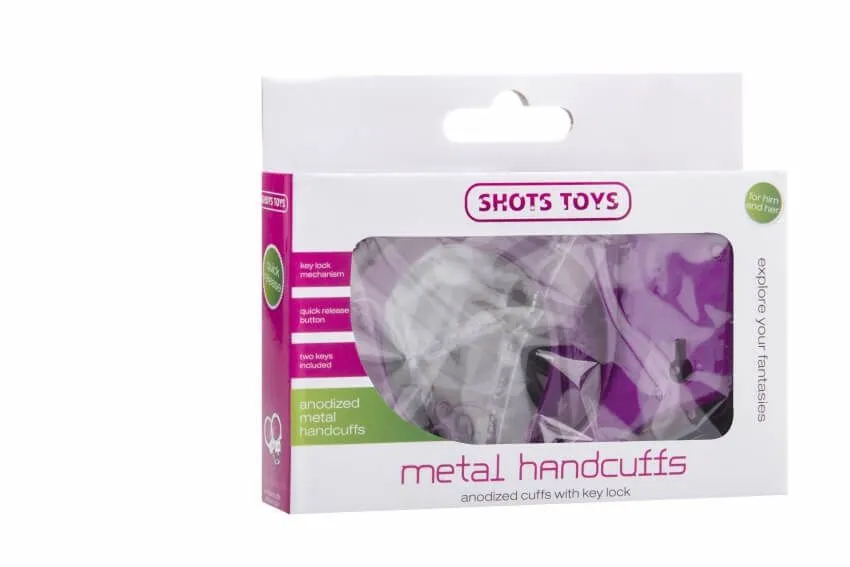 наручники декоративные shots media metal handcuffs, фиолетовые в Перми