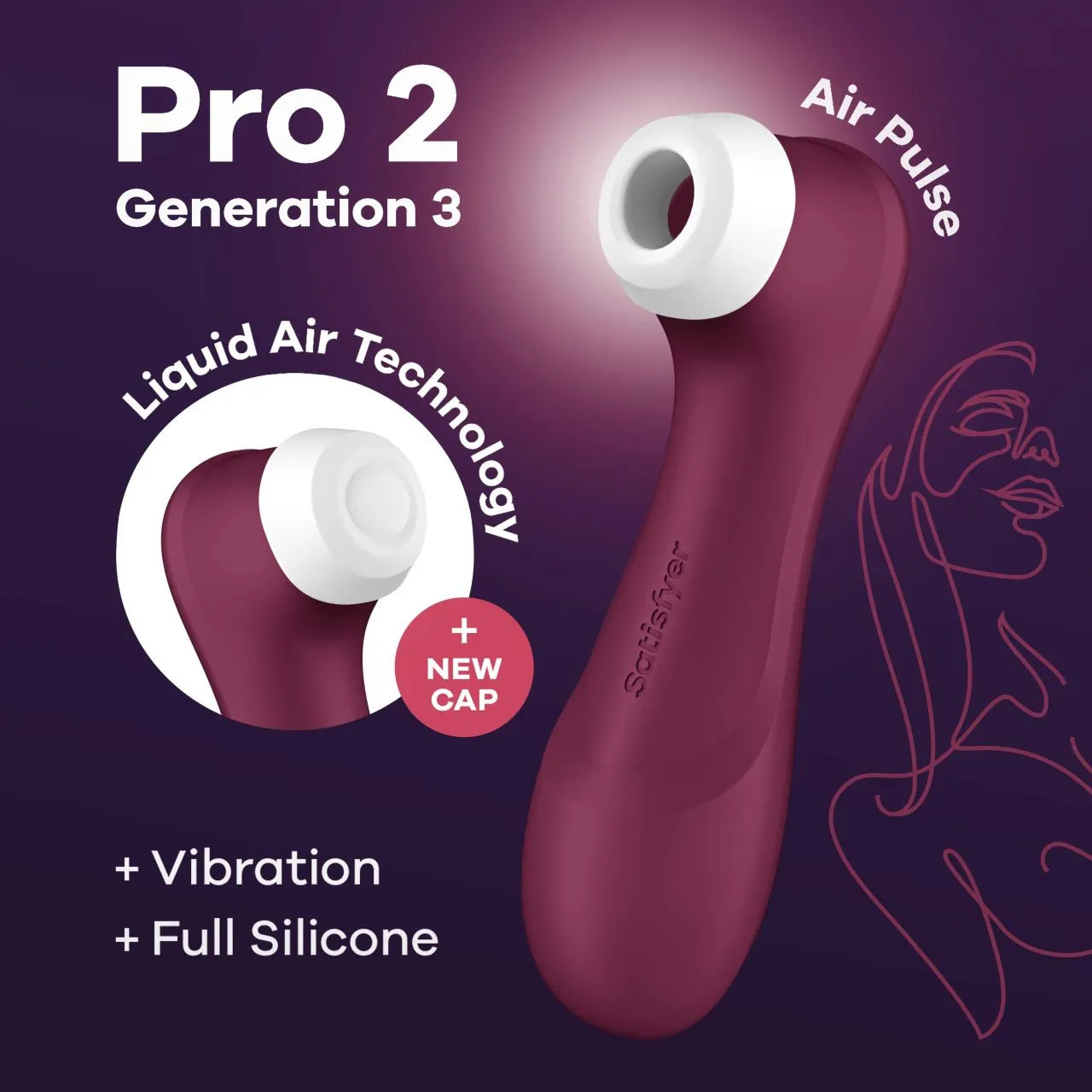bluetooth/app клиторальный вибростимулятор pro 2 generation 3 with liquid air (wine red) в Перми