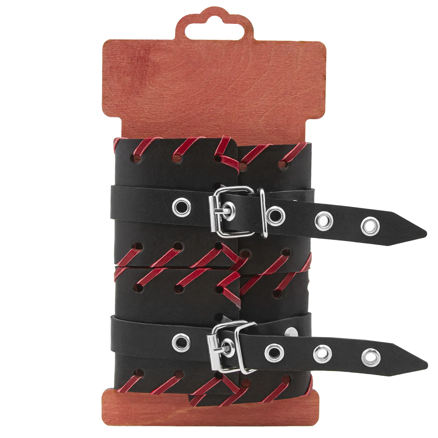 оковы кожаные pinkrabbit с красной окантовкой, черные в Перми