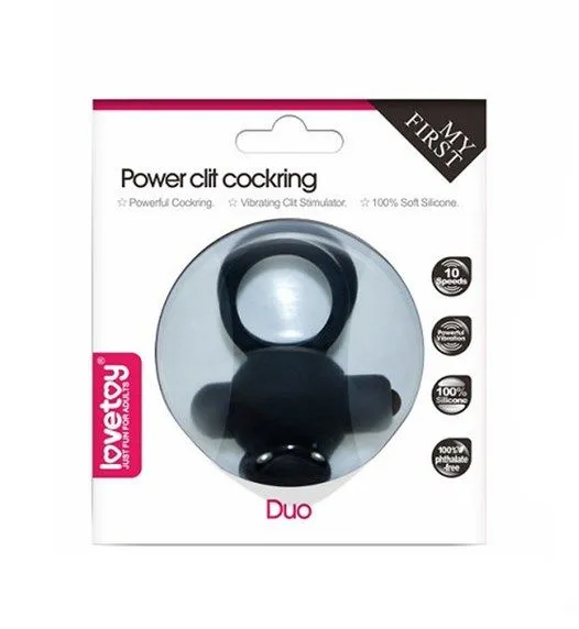 виброкольцо lovetoy power clit duo, черное в Перми