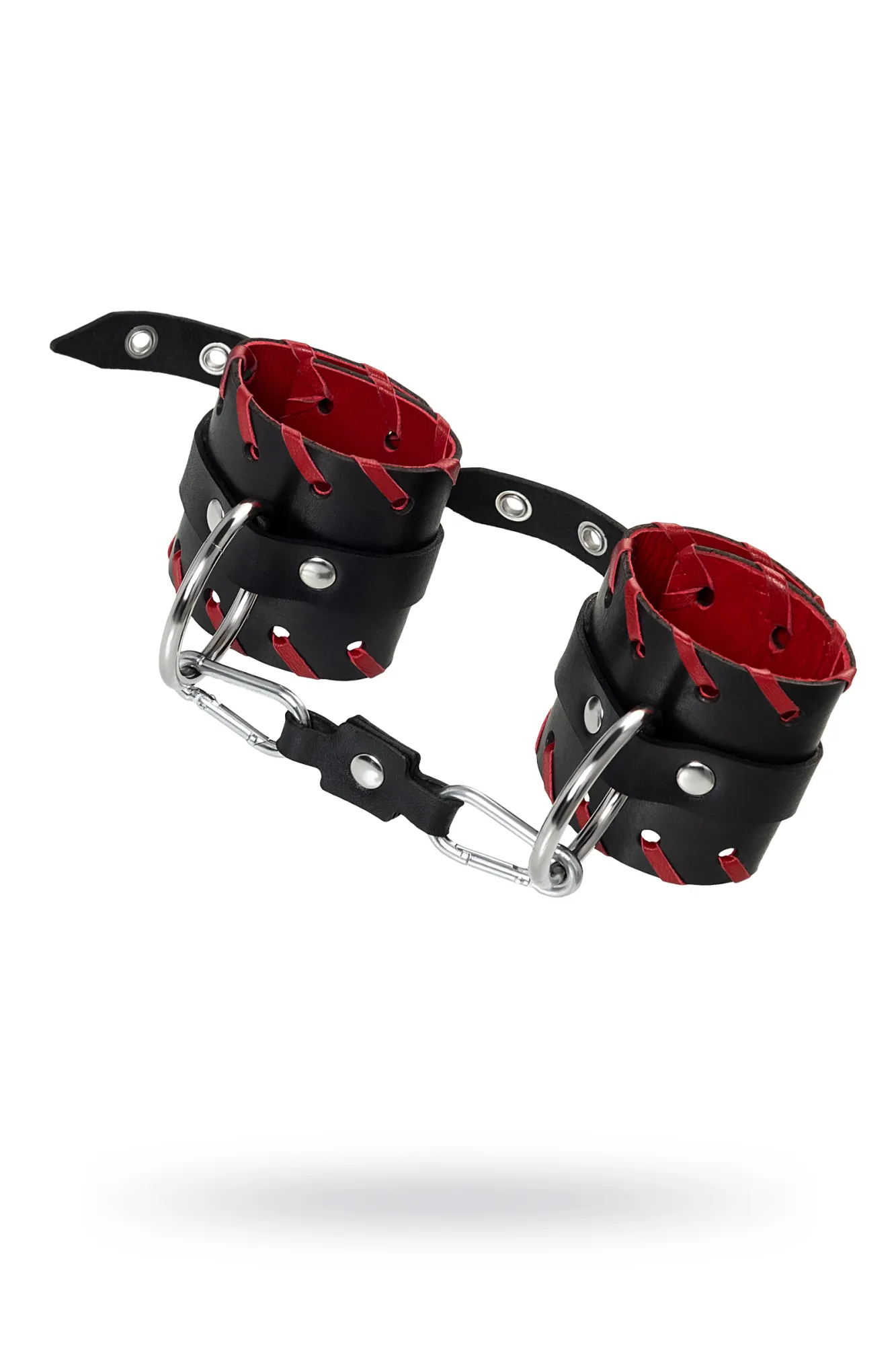 наручники pecado bdsm, с красной окантовкой, натуральная кожа, черные в Перми