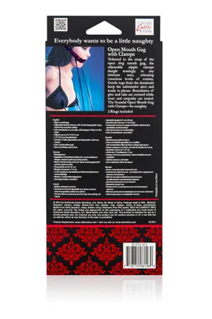 кляп-кольцо (кляп-рамка) с зажимами на соски scandal open mouth gag with clamps в Перми