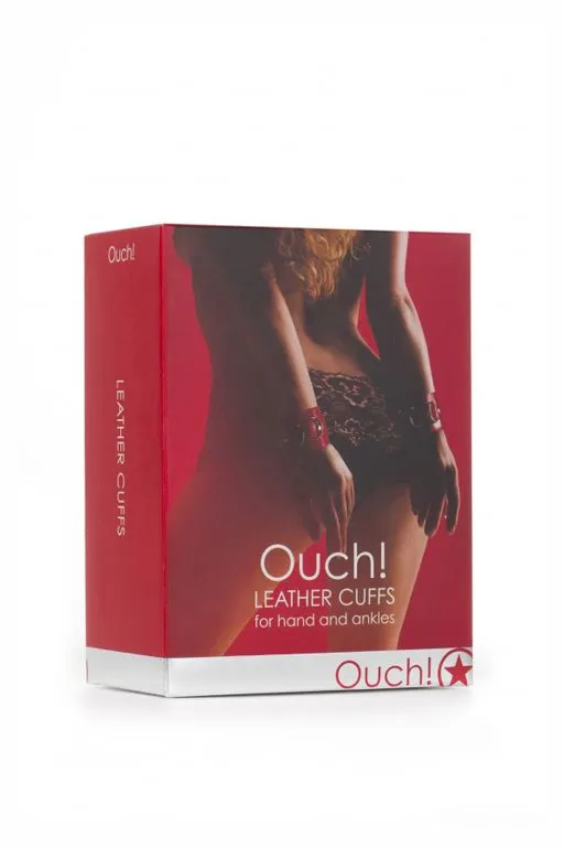 наручники leather cuffs, красные в Перми