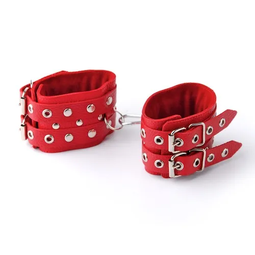 наручники кожаные красные с ремешками 3050-2 в Перми