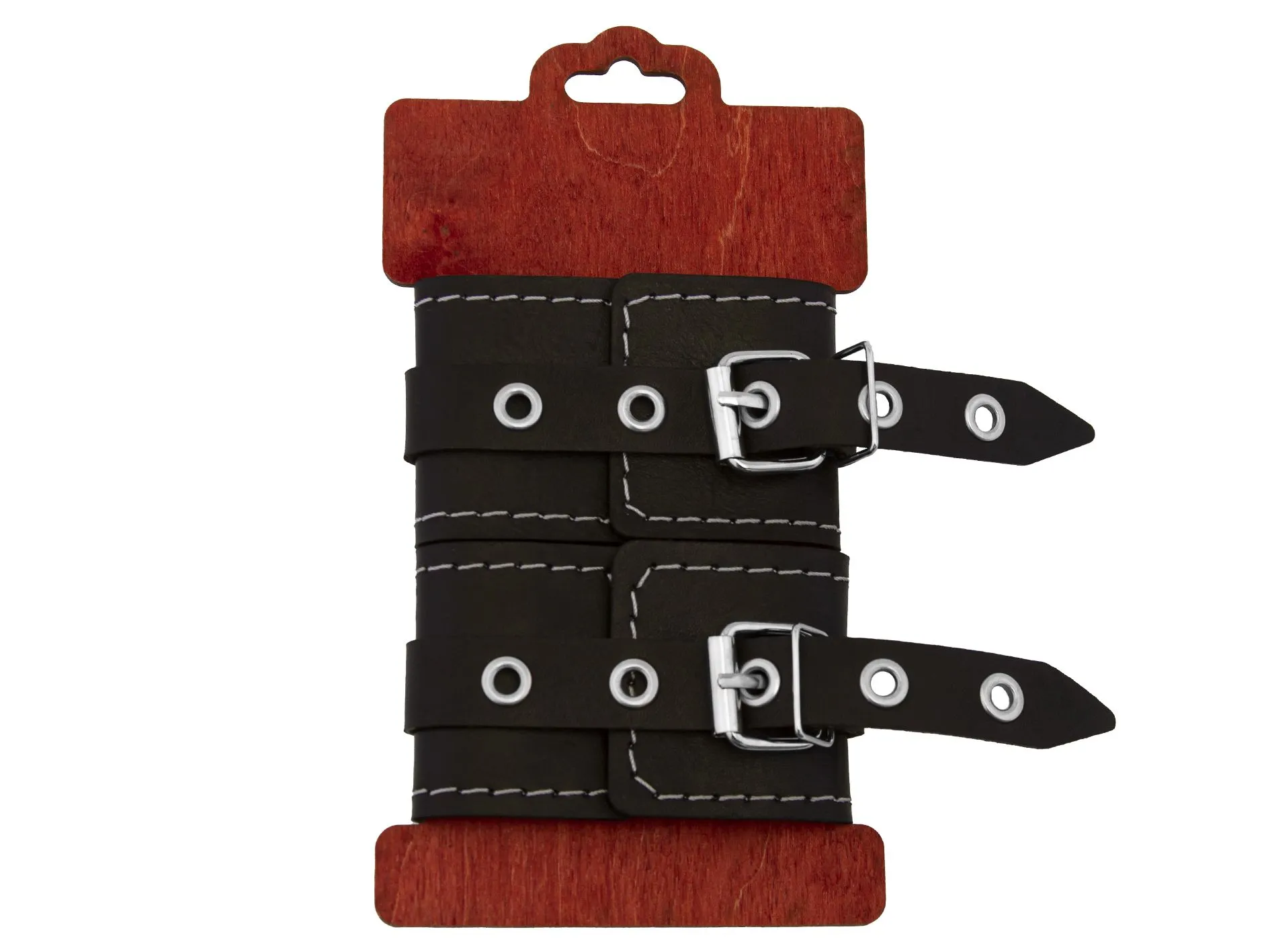 наручники декоративные pinkrabbit из натуральной кожи, с белой строчкой в Перми