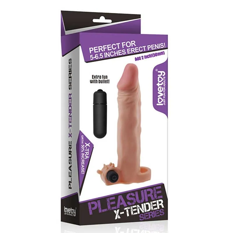 насадка на член lovetoy pleasure x-tender 7.5 inch, с вибрацией в Перми