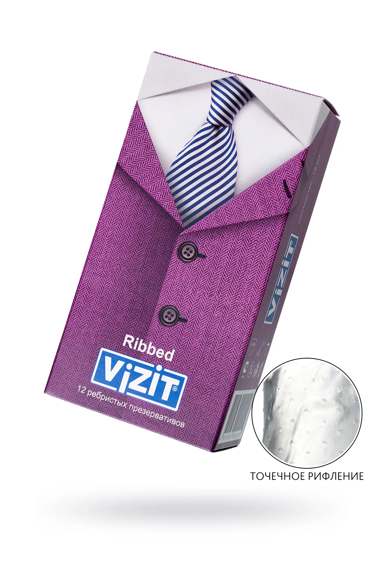 презервативы vizit, ребристые, латекс, 18 см, 5,2 см, 12 шт. в Перми
