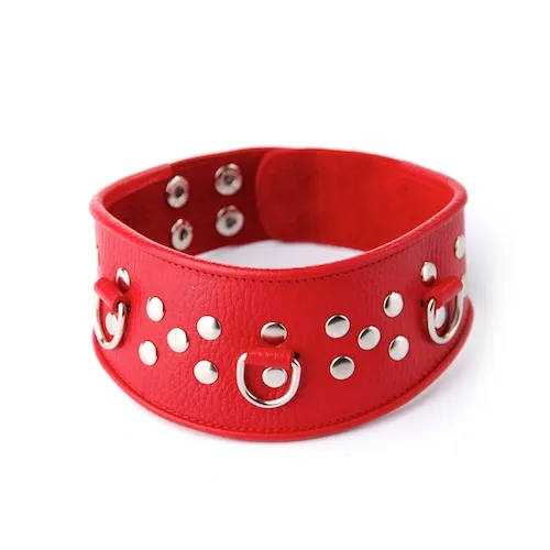 ошейник кожаный красный с велюровой подкладкой 3115-2 в Перми