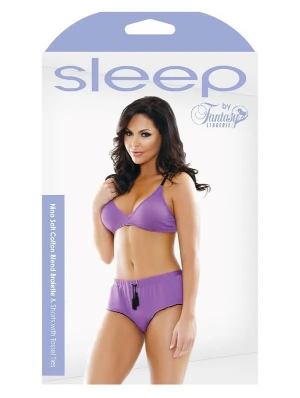 Эротическое комплект белья fantasy lingerie nina bralette & shorts, фиолетовый в Перми