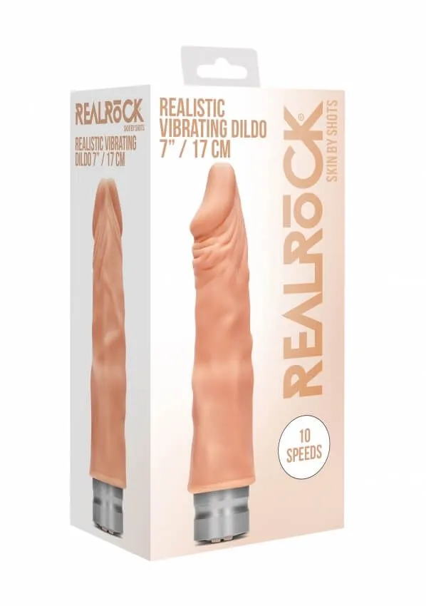 вибромассажер реалистичный realrock vibrating dildo, телесный в Перми