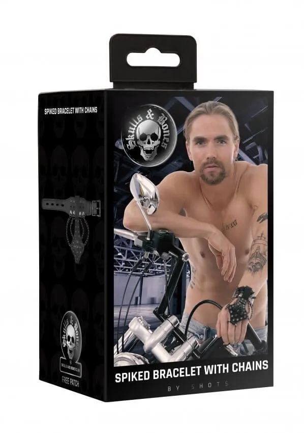 браслет с шипами и цепями skulls and bones, черный в Перми