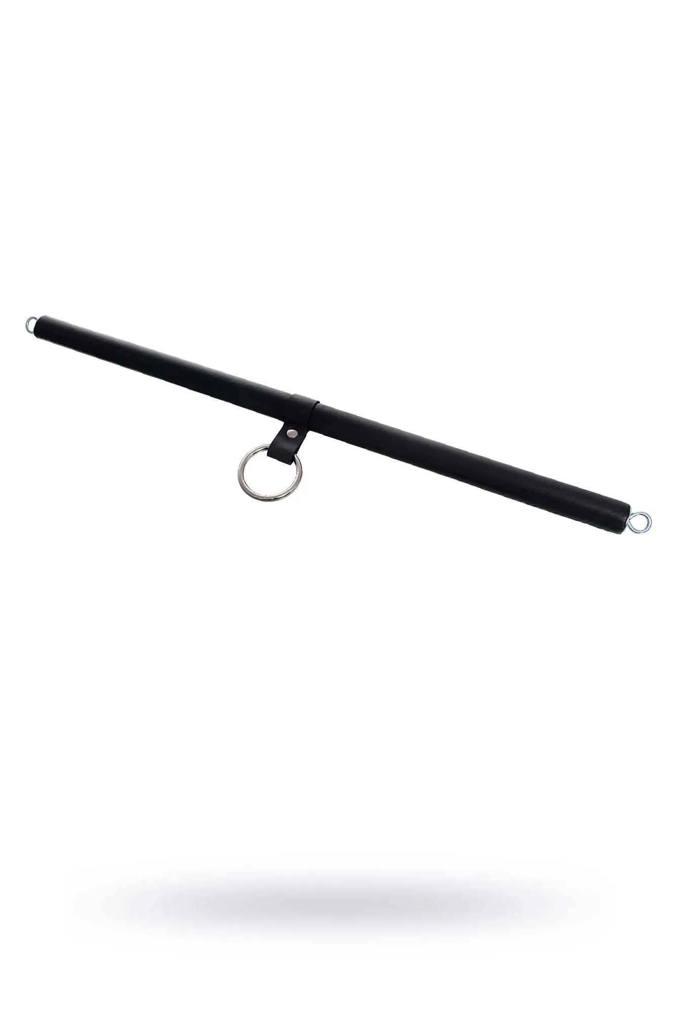 Распорка большая для фиксации Pecado BDSM, с кольцом, натуральная кожа и дерево, черная