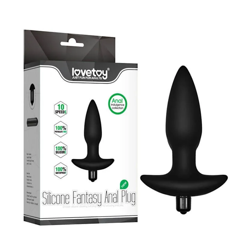 анальная пробка lovetoy silicone fantasy anal plug, с вибрацией, чёрная в Перми