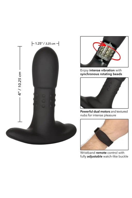 перезарежаемый анальный стимулятор beaded probe с функцией "ротации" и управлением с браслета в Перми