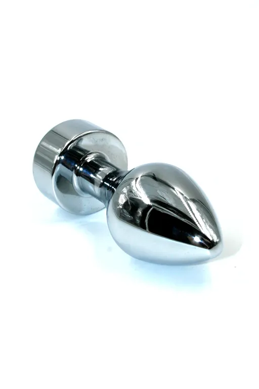 серебряная анальная пробка с объемным темно-зеленым кристаллом (small) в Перми