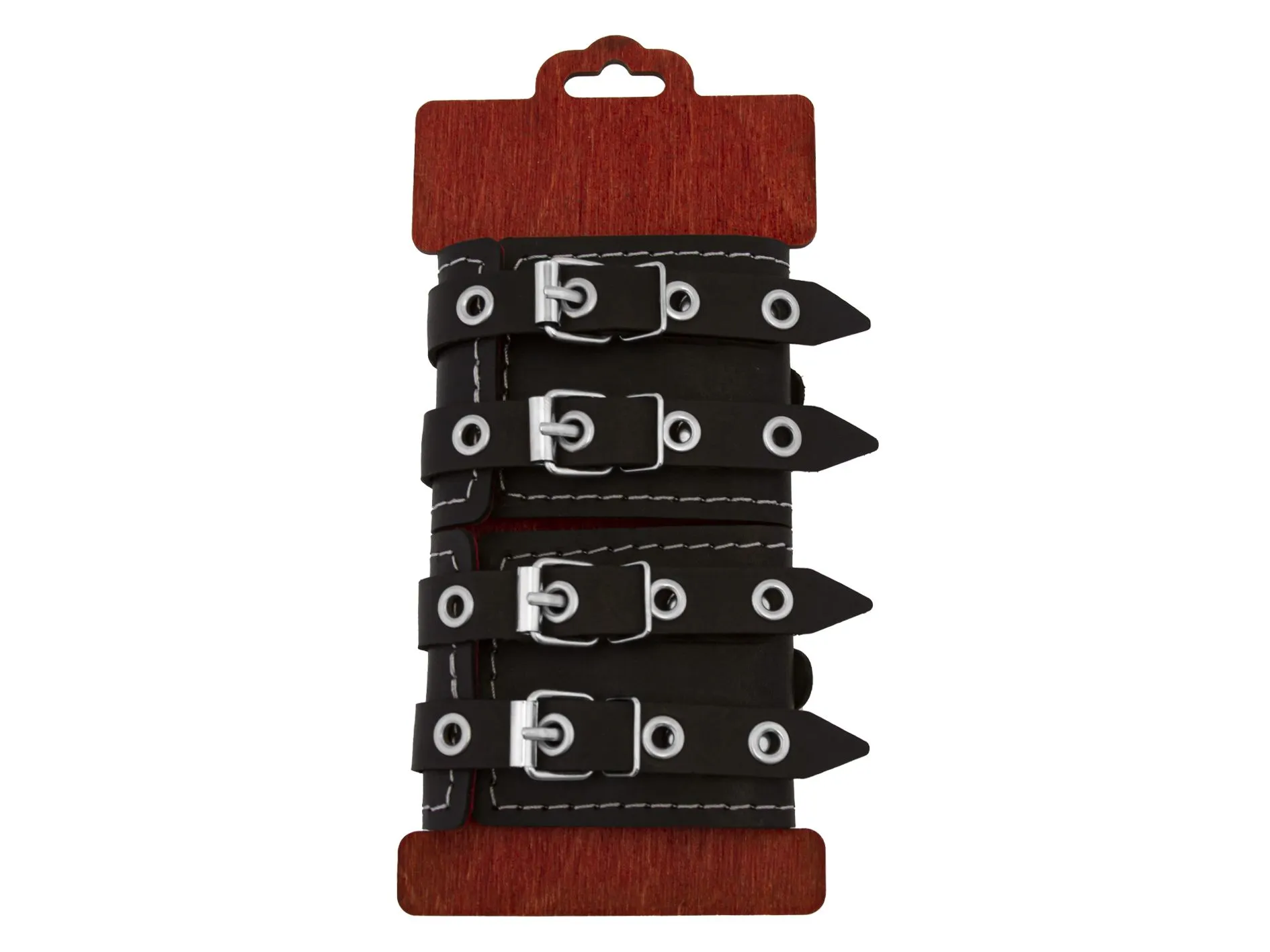 наручники декоративные pinkrabbit с двумя ремнями и красной подкладкой, черные в Перми