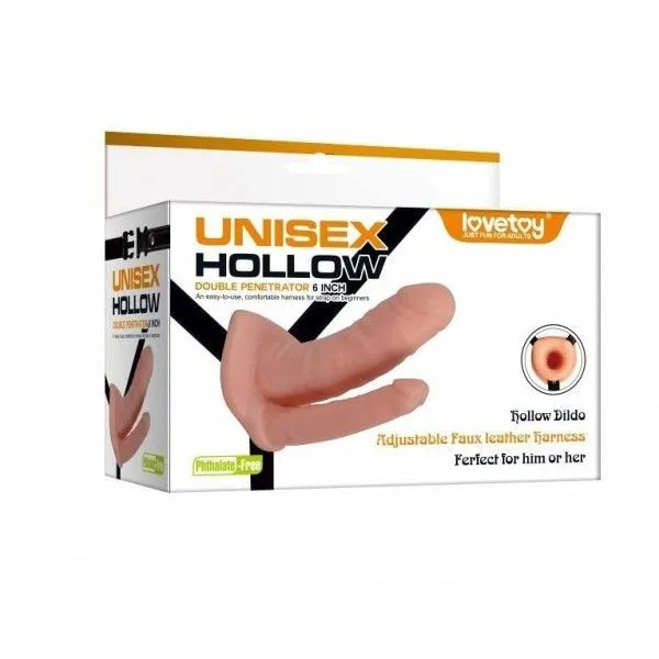 страпон lovetoy unisex hollow двойной, телесный в Перми