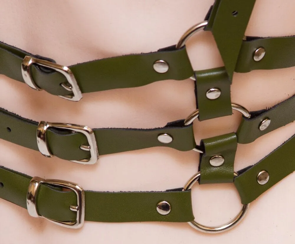 Эротическое бондажный комплект с 3 ремнями, зеленый в Перми