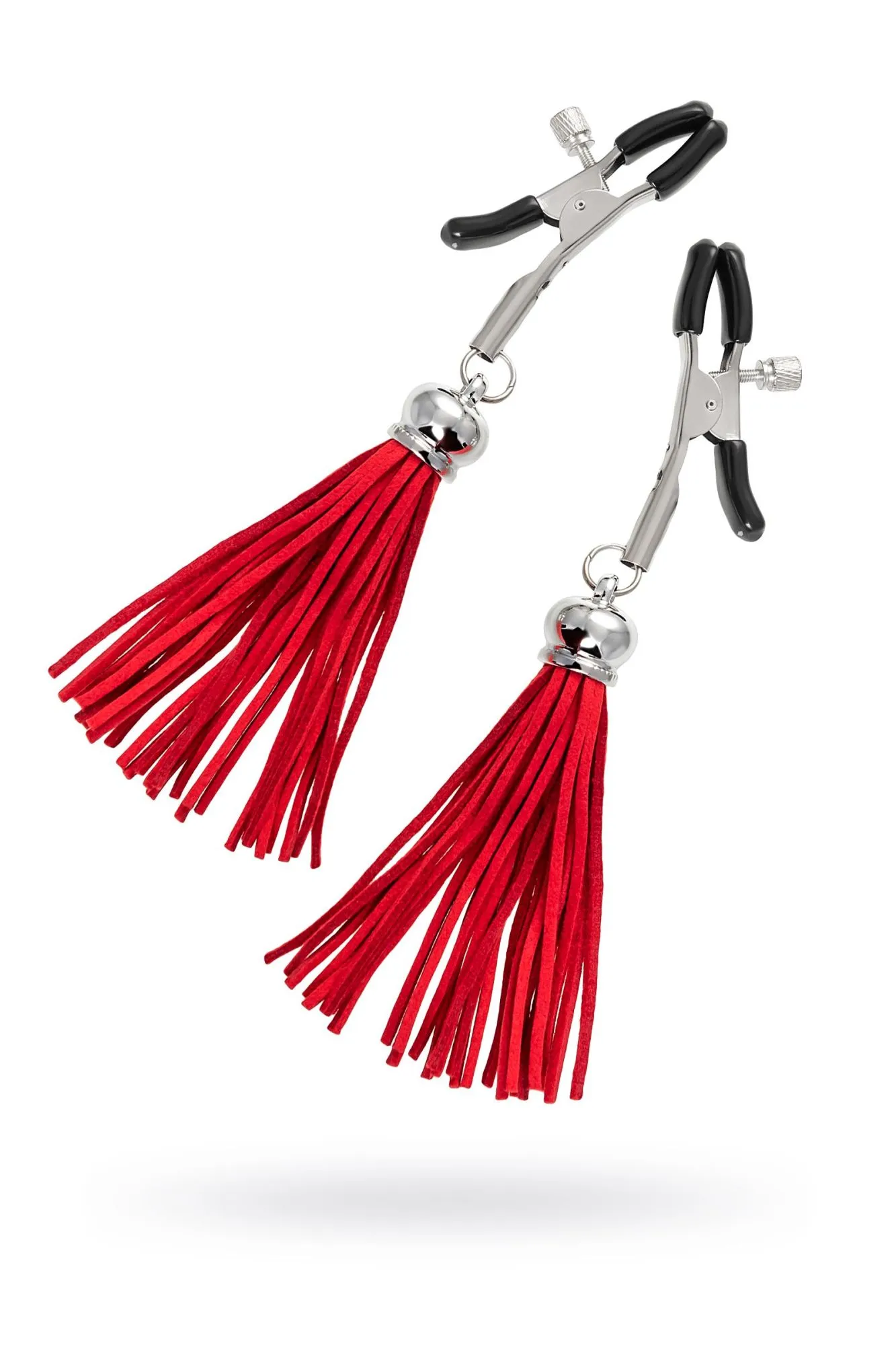 зажимы на соски pecado bdsm, «прищепки», с кисточками из замши, металл, красные в Перми