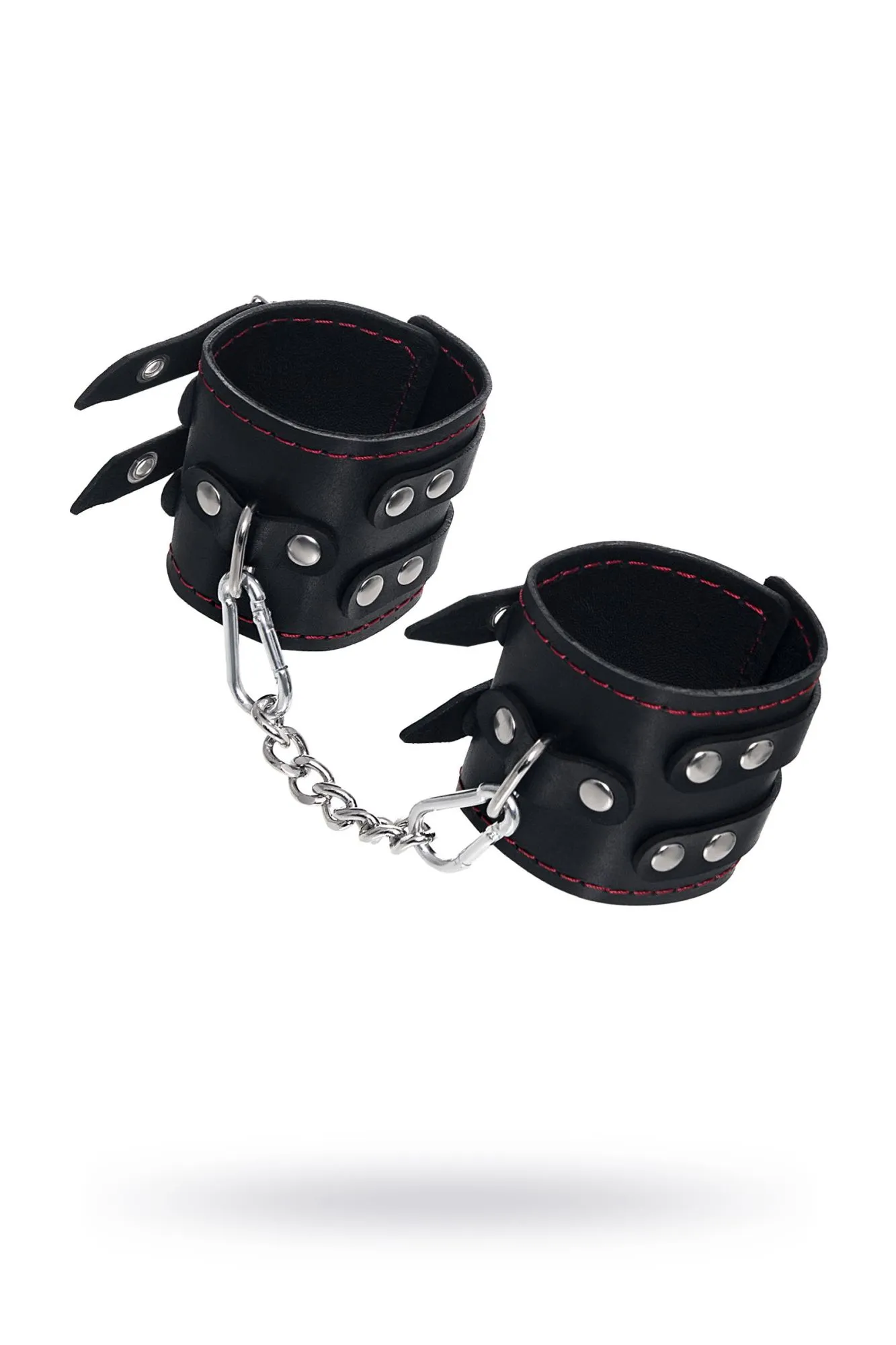 наручники pecado bdsm, с двумя ремнями и черной подкладкой, натуральная кожа, черные в Перми