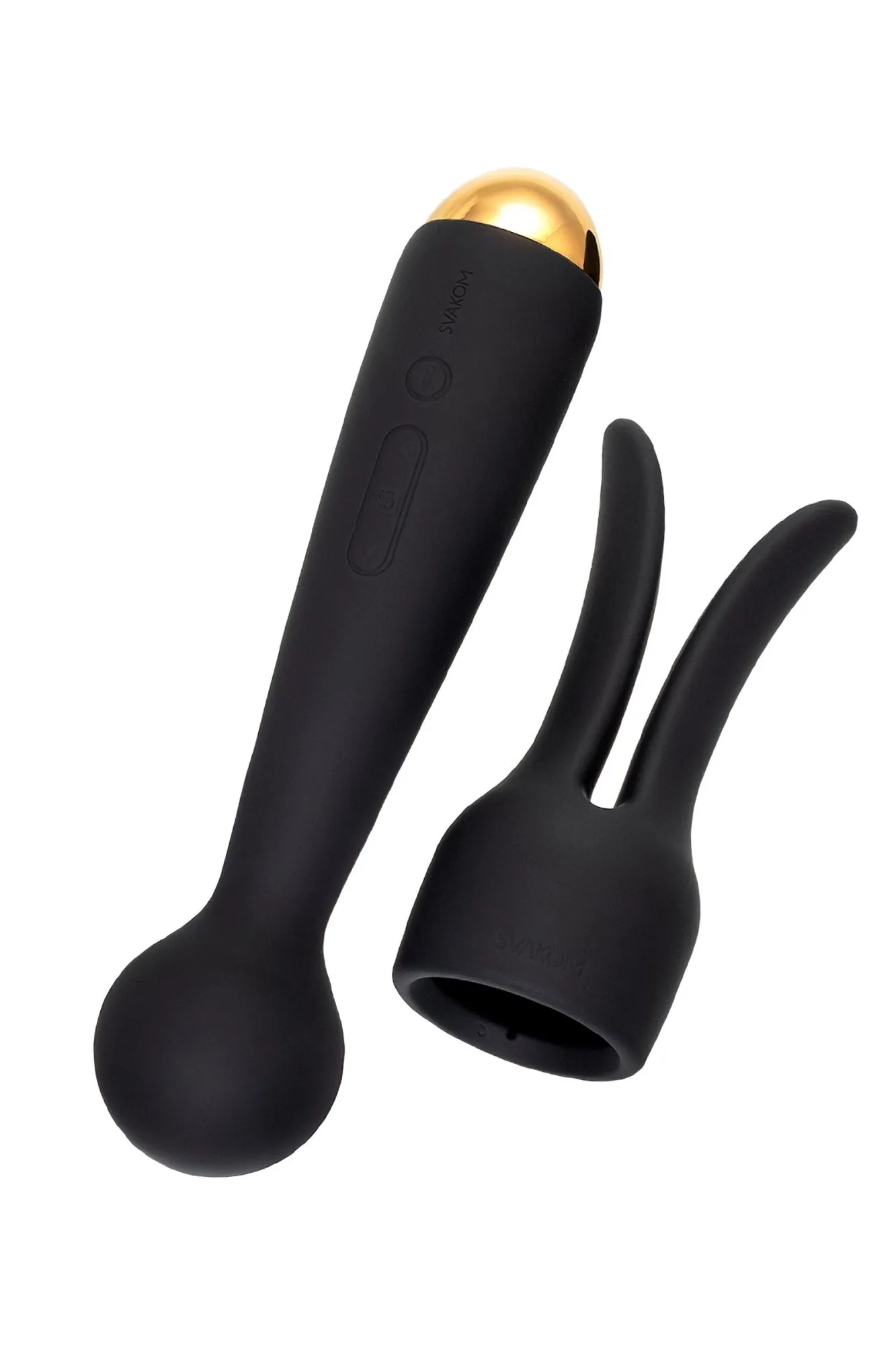 вибратор с насадкой svakom emma neo, силикон, черный, 21 см в Перми