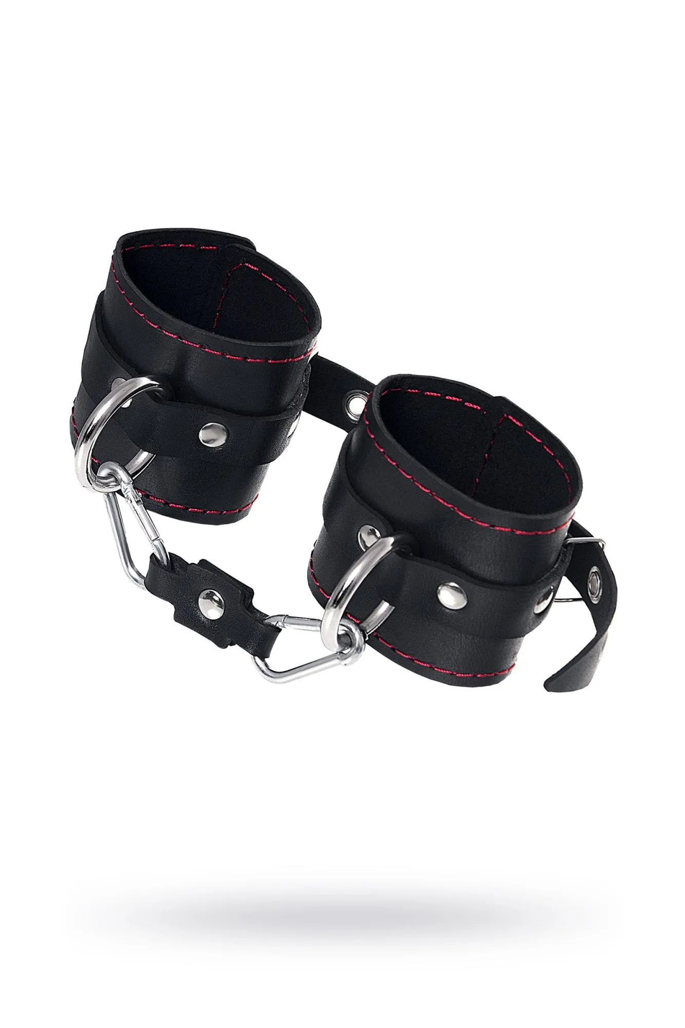 наручники pecado bdsm, однослойные с контрастной строчкой, натуральная кожа, черные в Перми