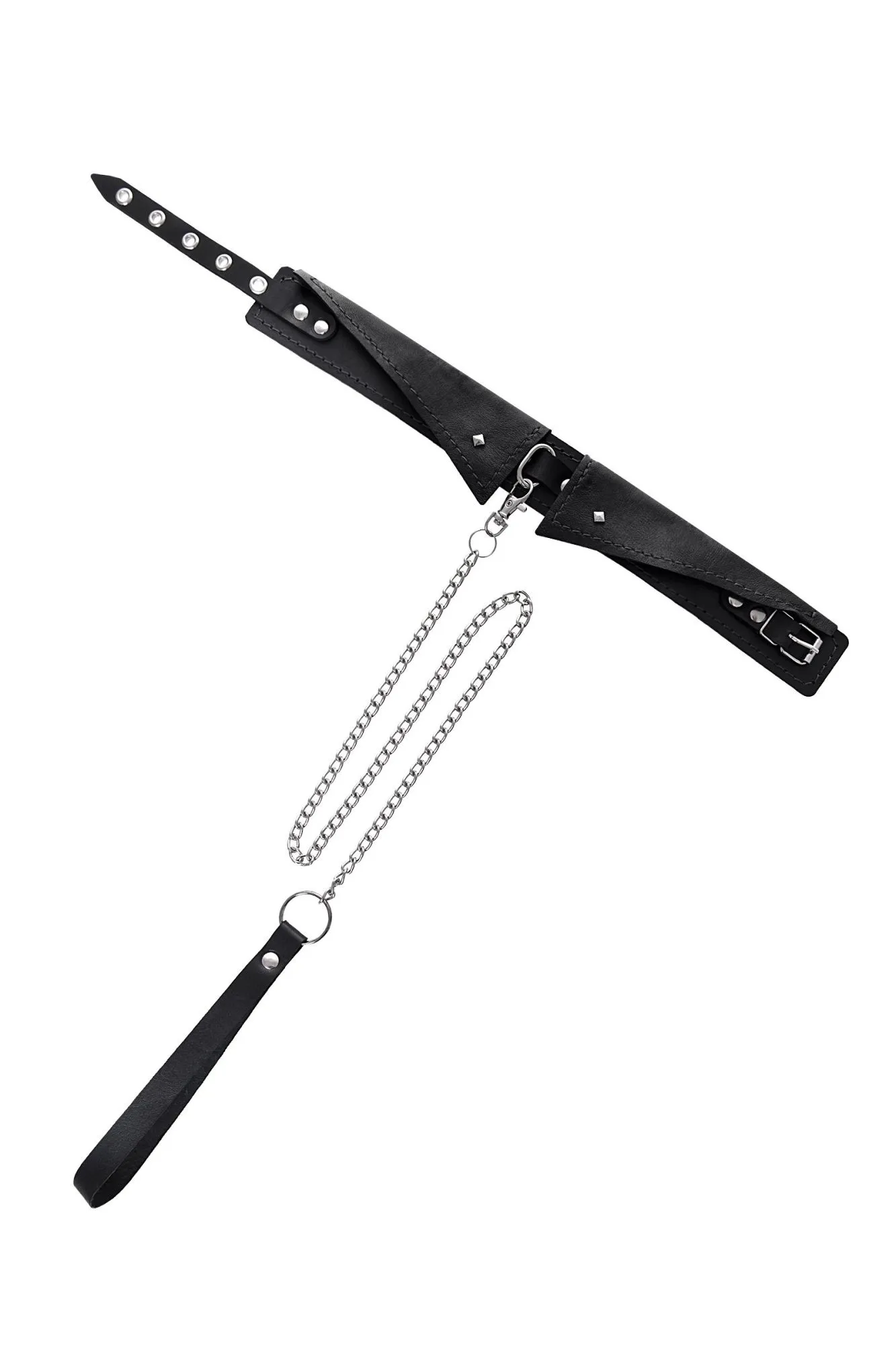 ошейник-воротник pecado bdsm,с поводком, натуральная кожа, чёрный в Перми