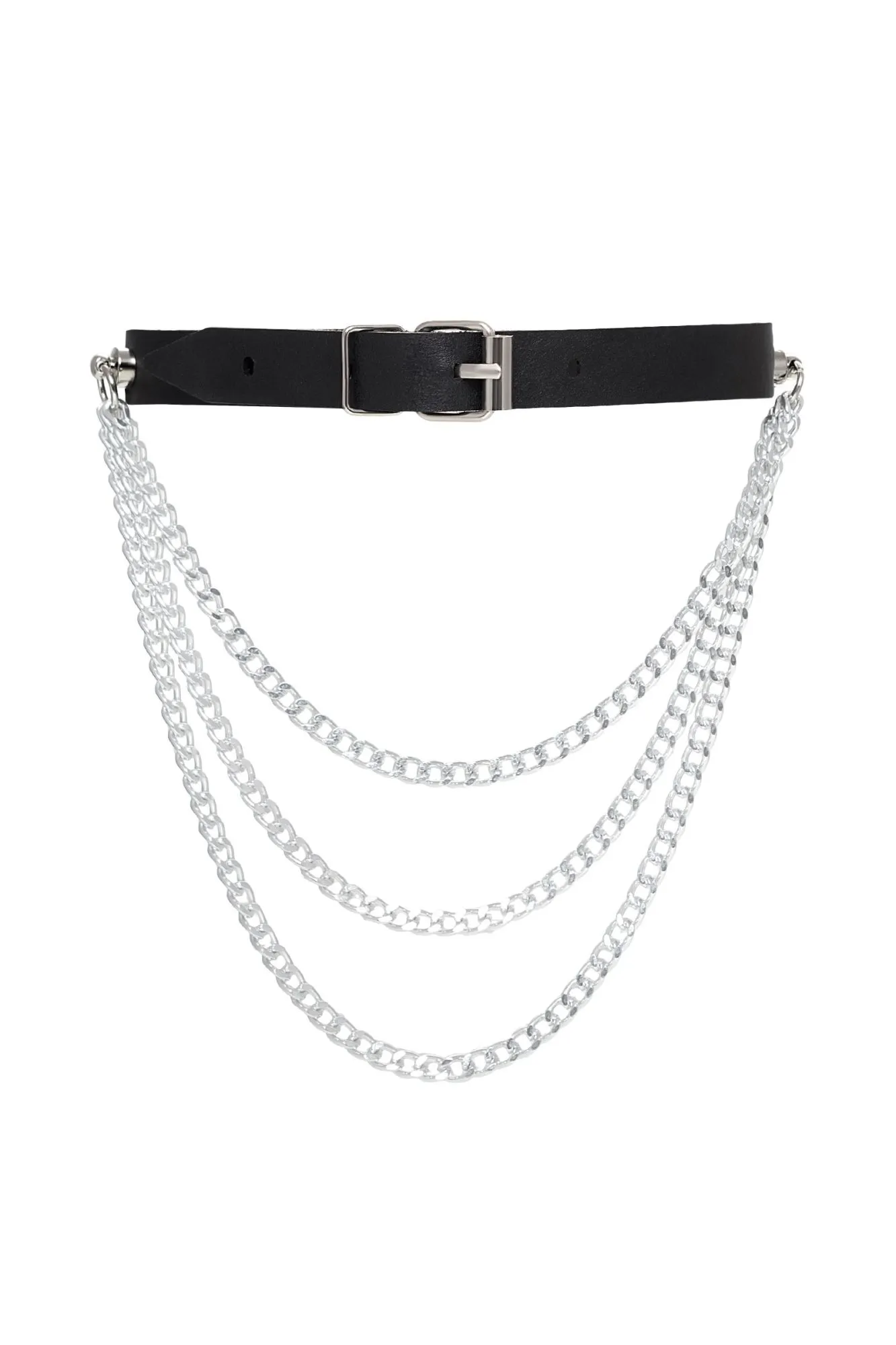 чокер pecado bdsm, с цепочками, модель 1, натуральная кожа, черный в Перми